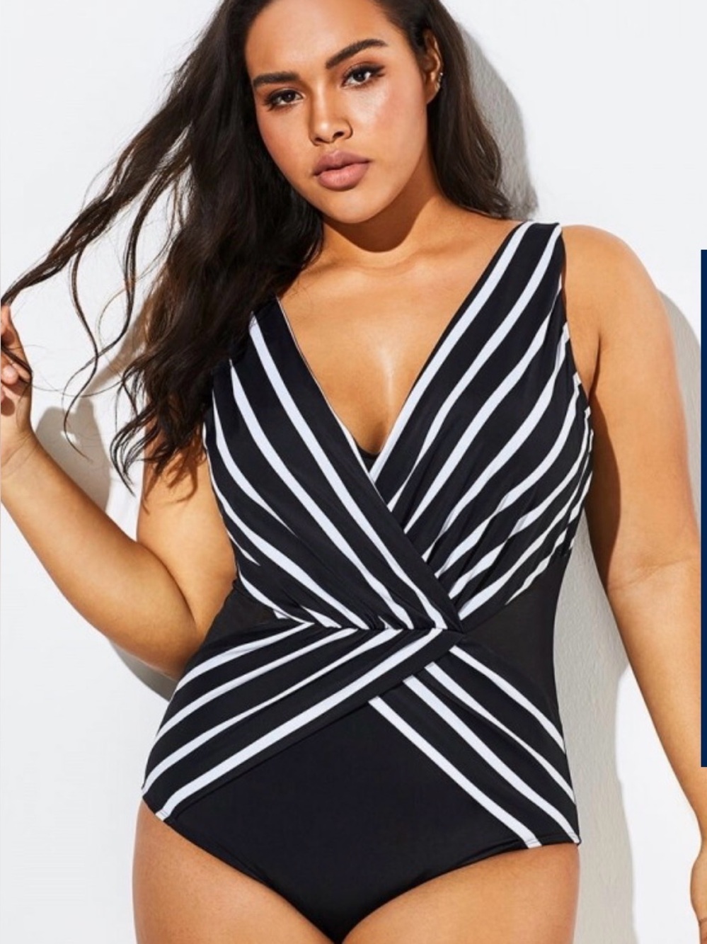 Black & White Twist-Front One-Piece Swimsuit